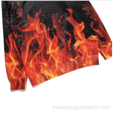 Red fire digital printing hoodie